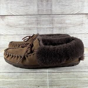 L.L. Bean Womens Size 9 M Wicked Good Brown Moccasin Slippers Shearling 130484